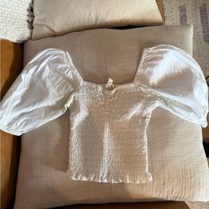 Elegant White Puff Sleeve Top